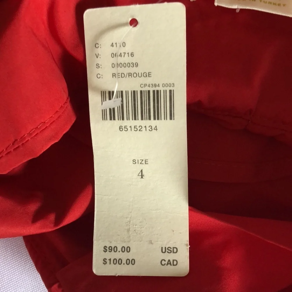 💛 4 💛 NWT Anthro Taffeta Ruffled Bib Side Zip Red Tank Twist Back Cutout - Picture 4 of 6